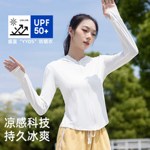 三福防晒服2024新款夏季防紫外线宽松连帽轻薄透气防晒衣外套女装