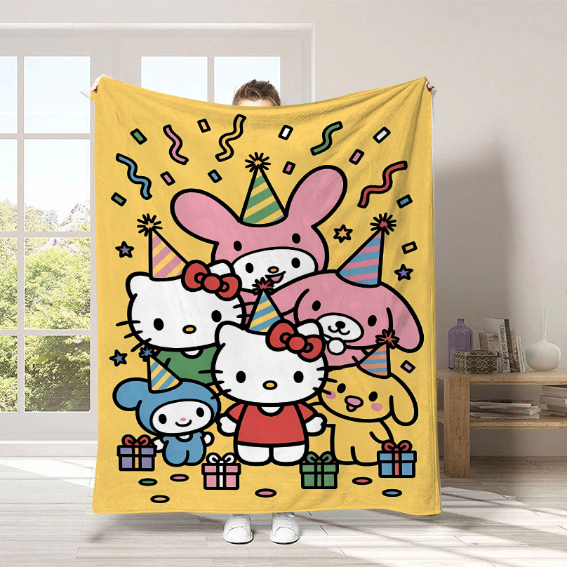 Monopolio transfronterizo de dibujos animados Sanrio mantas para niños lindas Hellokitty flange mantas de peluche cuatro estaciones mantas de peluche