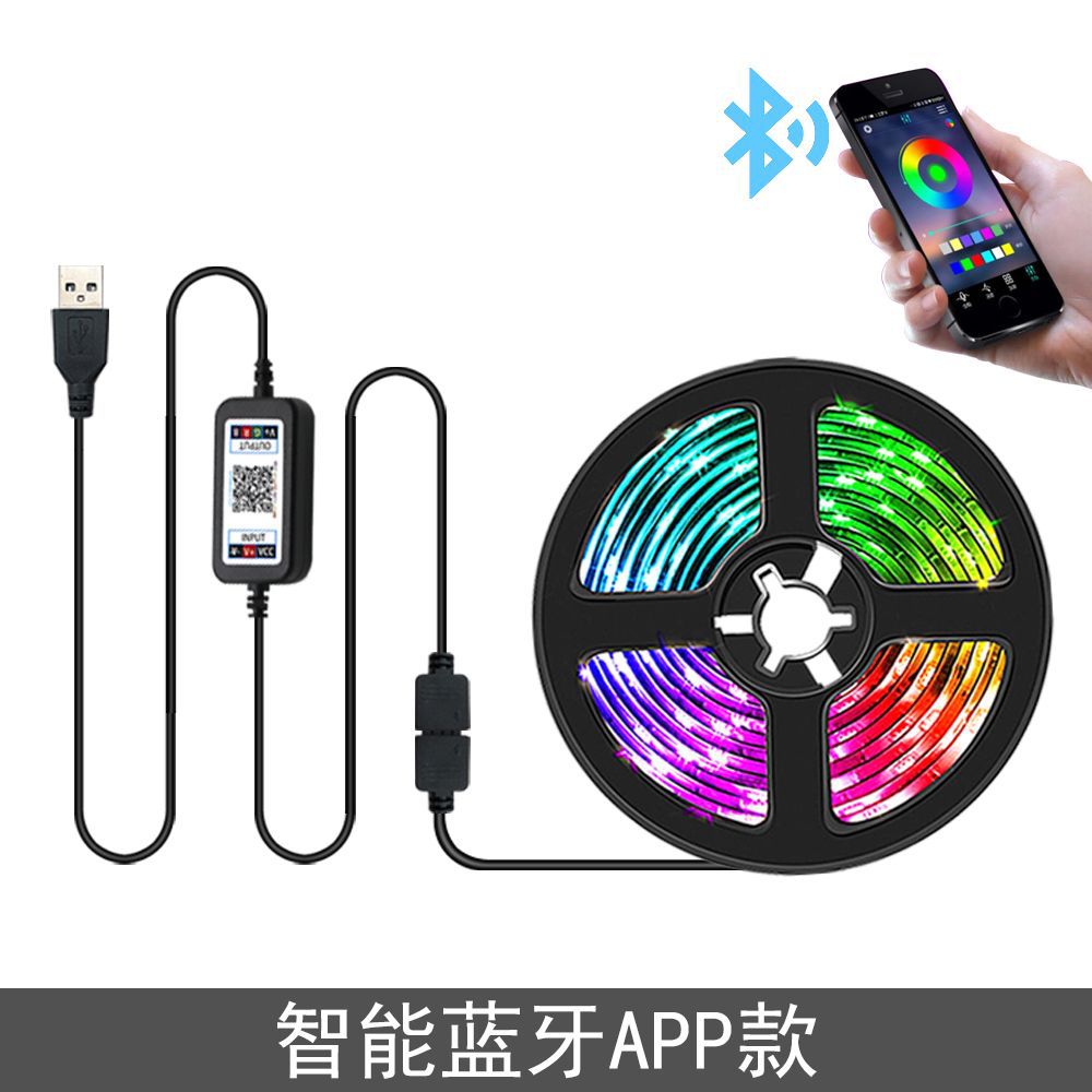 5V USB LED TV tira de luz de fondo 5050 RGB teléfono móvil APP Bluetooth música control de voz tira de luz epoxi