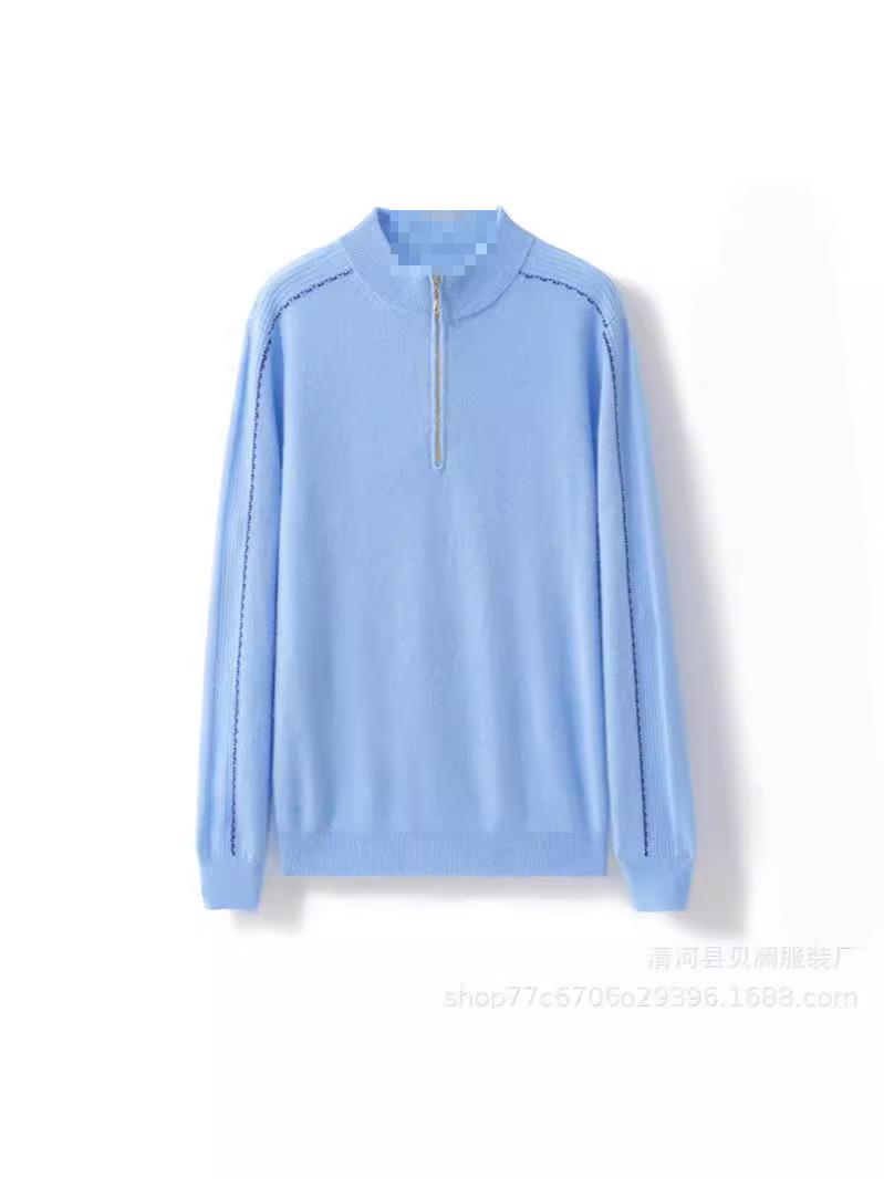 새로운 패션 컬러 매칭 하프 터틀넥 지퍼 남성 울 스웨터 니트 베이스 셔츠 따뜻한 풀오버 스웨터 YN