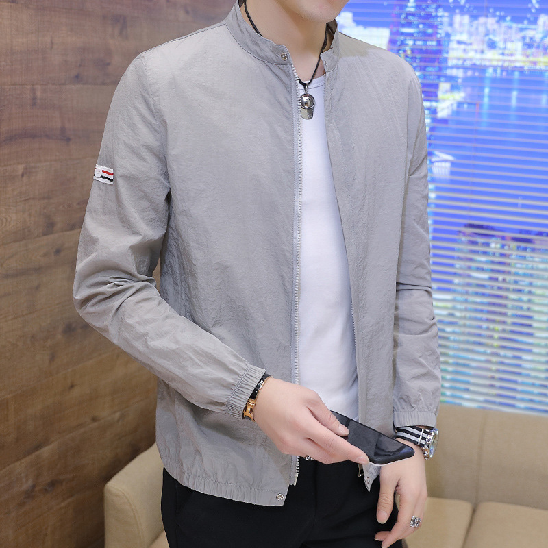 Ice Silk Sunscreen Clothing Men's Breathable Lightweight Fishing Collar Jacket Hatless Anti-ultraviolet Summer Sunscreen Clothing Windbreaker