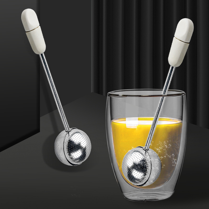 Creativo 304 acero inoxidable rotativo filtro de té polvo de filtro de té bolas de condimento gran agujero filtro de té doméstico