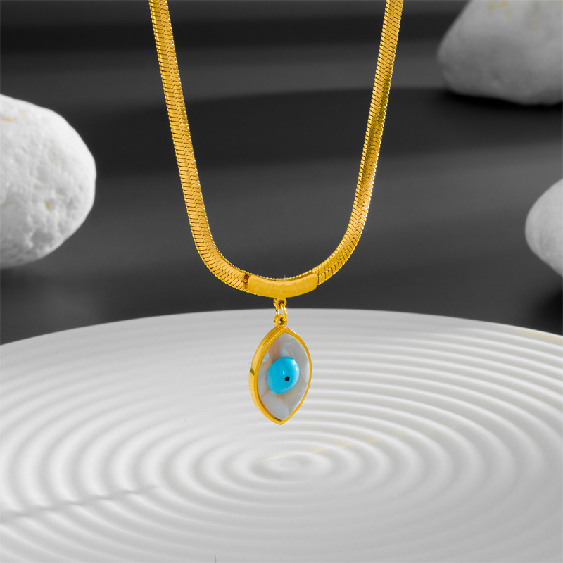 Fashion Eye Titanium Steel Plating Inlay Shell Pendant Necklace 1 Piece