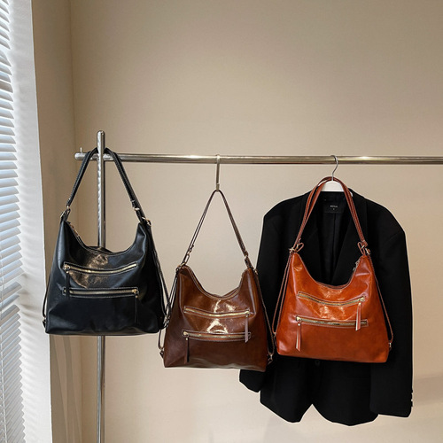 Casual Commute Retro Tote Bag Winter Large Capacity Dual-Shoulder Bag High-End Single Shoulder Crossbody Bag