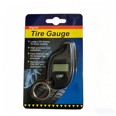 Display Measuring Car Tire Pressure Air pressure gauge/tire pressure gauge - black-keychain-tire-pressure-gauge-with-card-holder-battery-included