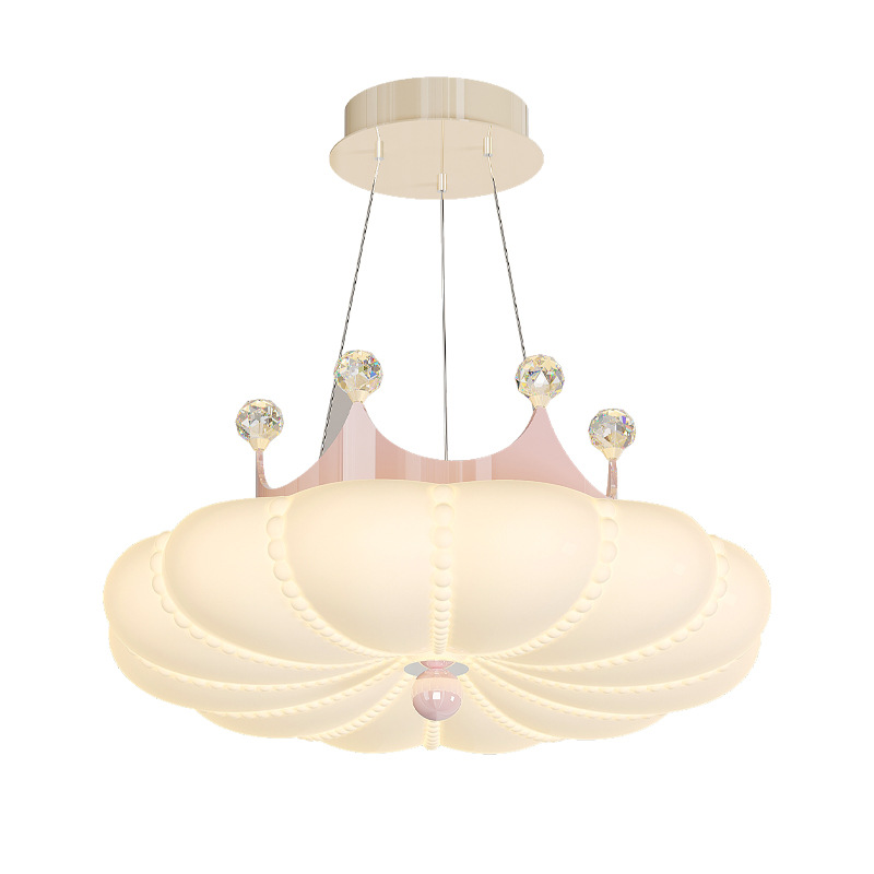 Luces de habitación de niños franceses modernas y minimalistas luces de dormitorio de viento crema corona creativa para niños y niñas lámpara de la habitación 412L
