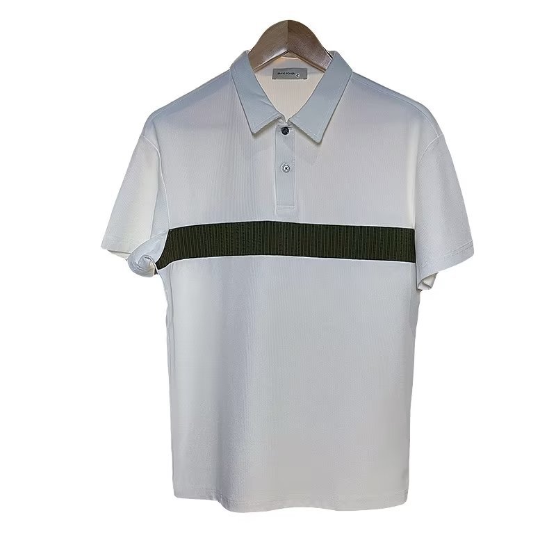 Moda de verano polos de manga corta para hombres Camiseta de solapa con costuras de moda para hombres