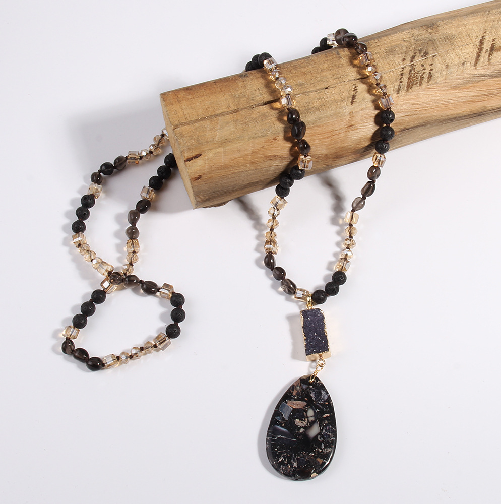 75g Weight Semi-precious stone, Natural Stone Pendant Material Sweater Chain Classification Semi-precious stone, Natural Stone Chain Material 1 Piece Quantity Daily Occasion Semi-precious stone, natural stone Material Water Droplets Pattern Unisex Gender Beaded Design Bohemian Style Bohemian Water Droplets Semi-precious Stone Natural Stone Sweater Chain In Bulk Natural Stone Necklace 8