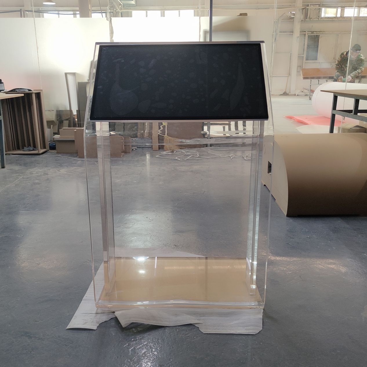 亚克力透明展示台博物馆展台宣传立牌有机玻璃热弯显示器展架