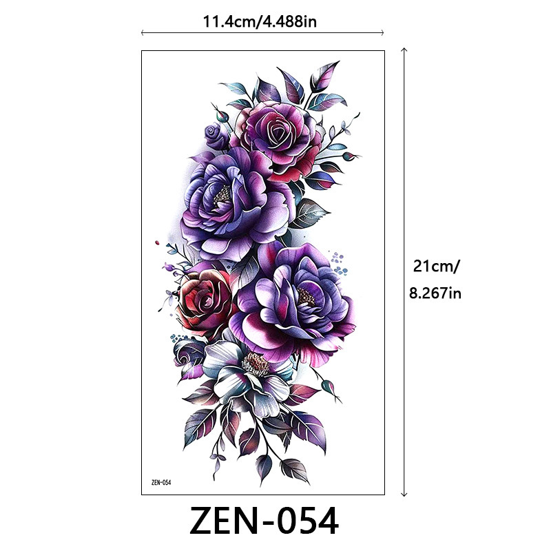 新品跨境 ZEN小全臂纹身贴半臂纹身贴动物花朵万圣节纹身贴tattoo|undefined