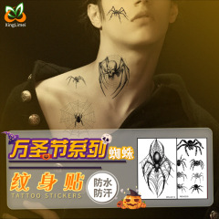 Halloween Spider Tattoo Sticker New Waterproof Sweat Horror Dark 3D Spider Spider Web Halloween Tattoo