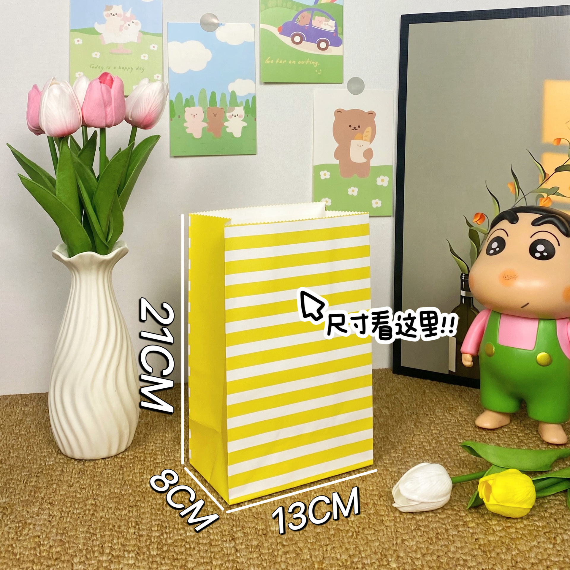 Polka Dot sarga mancha color bolsa de papel Regalo de Cumpleaños bolsa de embalaje de vacaciones bolsa de papel Kraft bolso de regalo de mano en stock lote