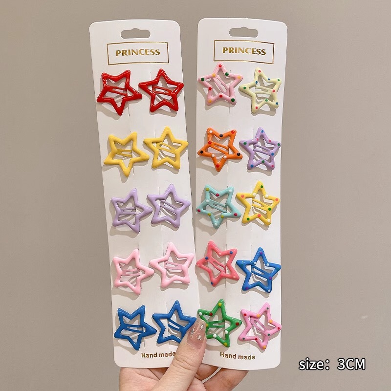 彩色星星边夹女y2k可爱发卡多巴胺bb夹侧边碎发夹子刘海头饰|undefined