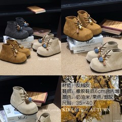 法式复古串珠绑带内增高勃肯鞋女2025新款磨砂厚底百搭休闲单鞋潮