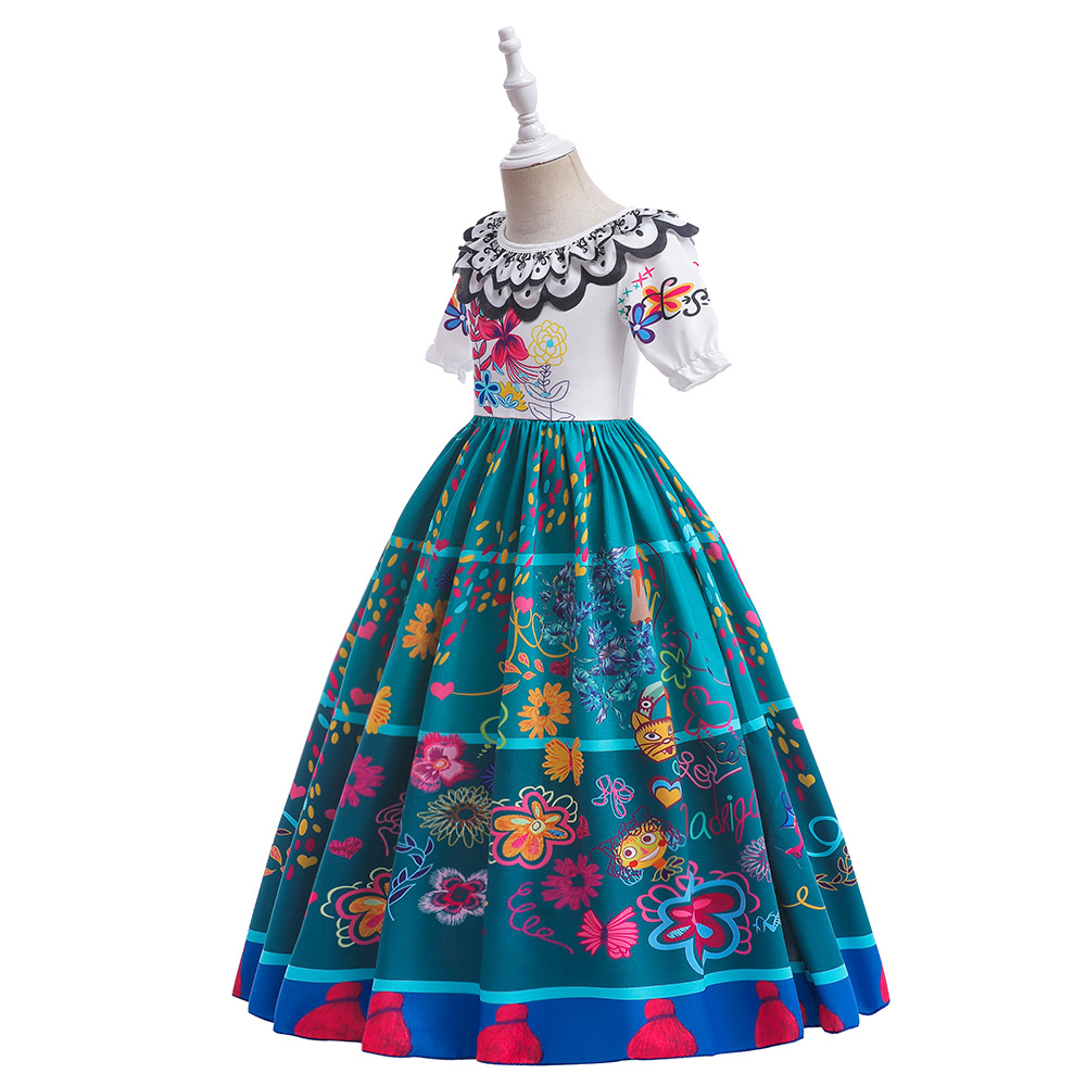 Europa y América transfronteriza nueva magia completa casa encanto niños princesa vestido niñas cos juego de rol vestido de rendimiento