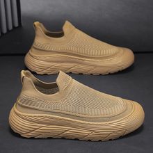 飞织网鞋夏季透气男鞋厚底潮流百搭男士黑色学生休闲鞋子男款潮鞋