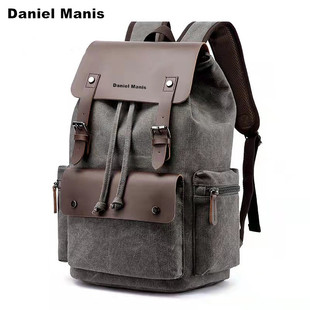 Backpack for Men and Women Retro Trendy Brand Oil Wax Canvas Simple Casual Travel Bag School Bag Computer Fashion Business Backpack