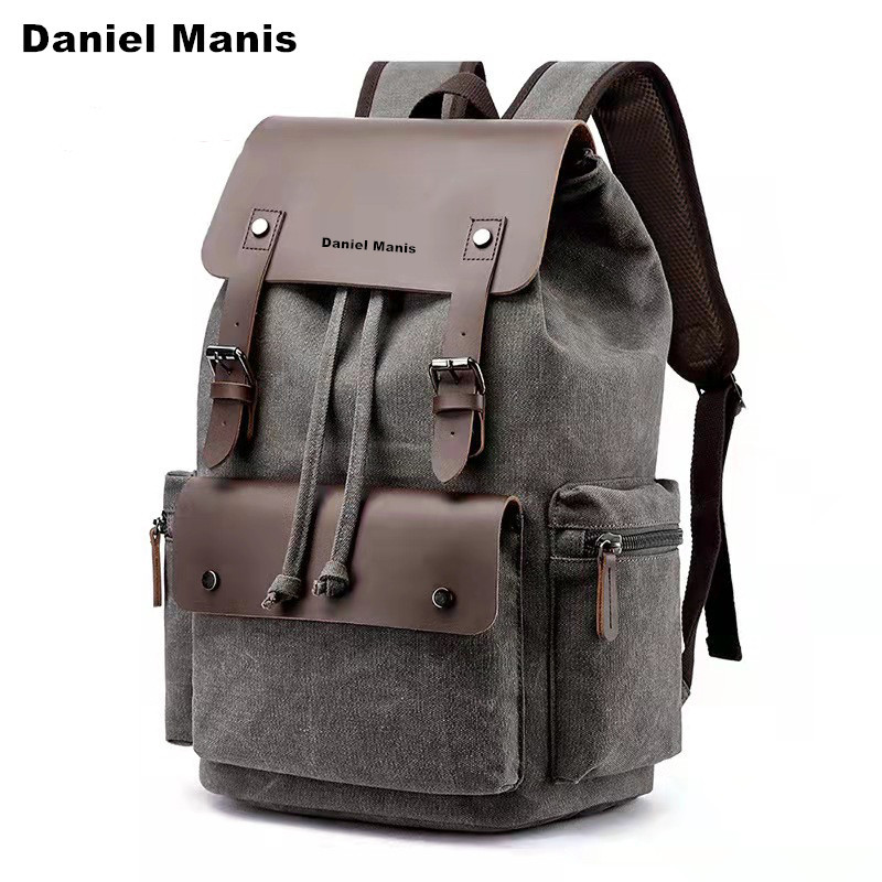 Backpack for Men and Women Retro Trendy Brand Oil Wax Canvas Simple Casual Travel Bag School Bag Computer Fashion Business Backpack