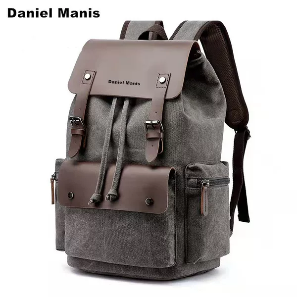 Backpack for Men and Women Retro Trendy Brand Oil Wax Canvas Simple Casual Travel Bag School Bag Computer Fashion Business Backpack