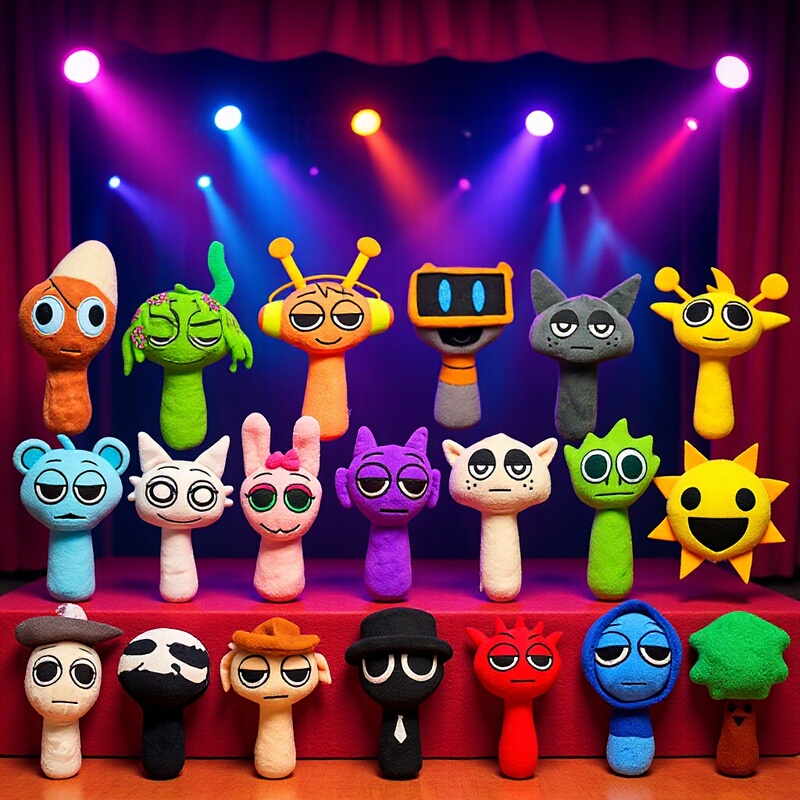 Cross-border New Sprunki Plush Rhythm Box Plush Toy Game Peripheral Plush Doll