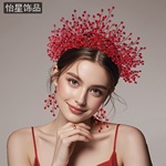 怡星 时尚手工头饰水钻皇冠发带奢华公主风彩色头冠新娘发饰A234