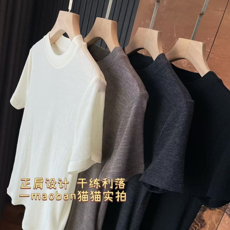 Thin Short-Sleeved Wool Top~!~Merino Sheep Wool Is Skin-Friendly, Versatile, Soft and Smooth, with a Round Neck, Suitable for Wholesale and Dropshipping Thin Short-Sleeved Wool Top~!~Merino Sheep Wool Is Skin-Friendly, Versatile, Soft and Smooth, with a Round Neck, Suitable for Wholesale and Dropshipping