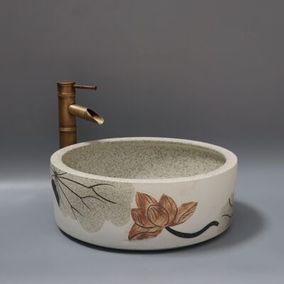 景德鎮手刻荷花台上盆防濺水洗臉盆家用衛生間洗臉池面盆