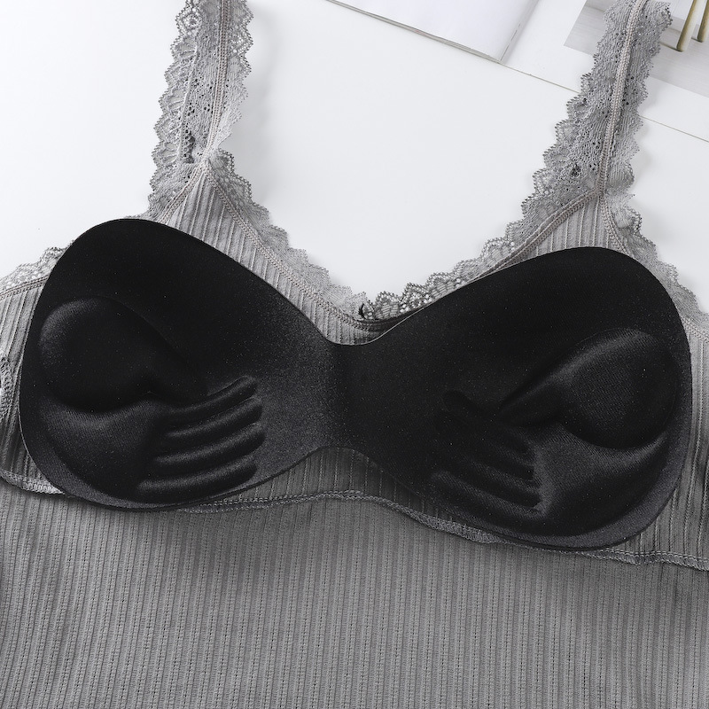 Lace Long Tank Top - Black