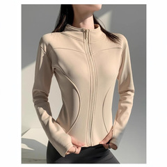ヨガのコートの女性の秋冬のランニングスポーツの騎行服とベルベットのジッパーの長袖のフィットネスの修身上着の女性のH115