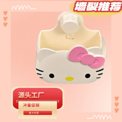 かわいいアニメkt猫浴室歯磨き粉歯ブラシ穴なし壁掛け収納ケース超吸着ケース