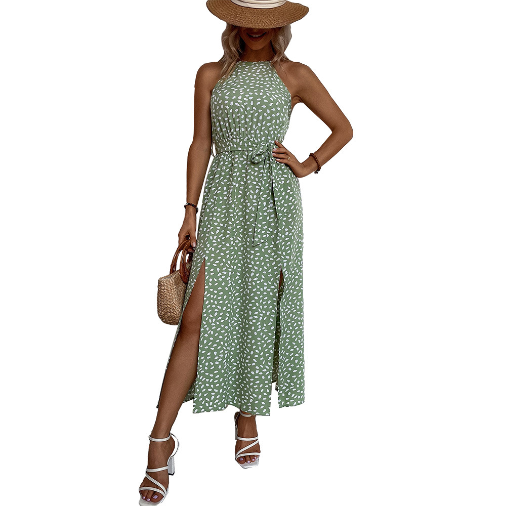 Printed Elegant Halter Large Swing Dress Dress main image 1