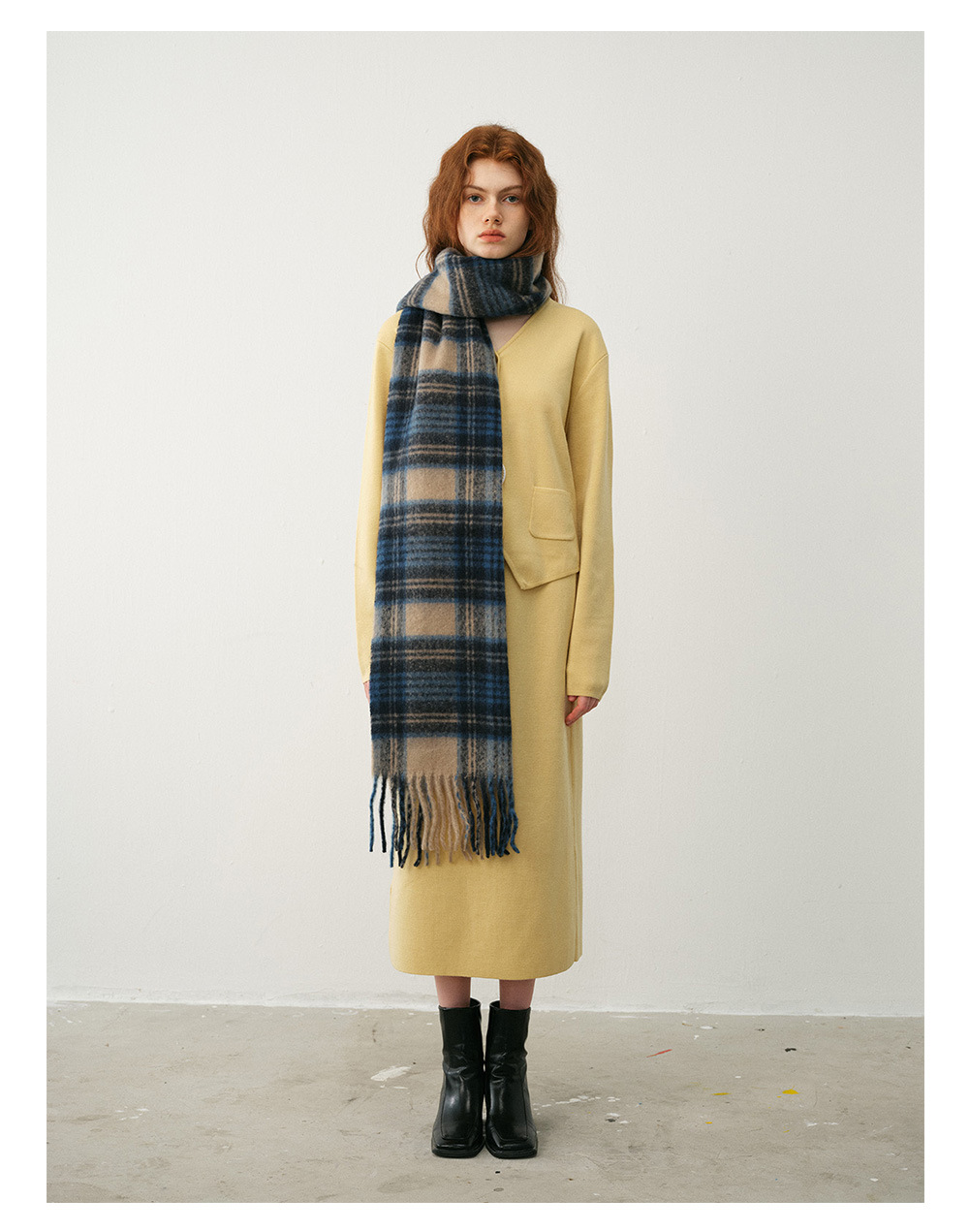 Kaschmirschal Kariert Im Retrodesign Für Damen Winterweiches Tuch_voghion.com