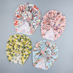 New Style Instagram Fresh Floral Baby Beanie Hat, European and American Pompadour Printed Infant Hat, Edgeless Hat Wholesale