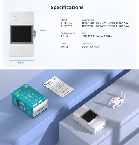 SONOFF THR316D Elite Wifi Smart Temperature and Humidity Switch Smart Home TH10/TH16 Modification