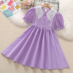 Girls' Summer New Style Trendy Fashion Bubble Sleeve Princess Dress for Big Kids Children Summer Clothing Skirt