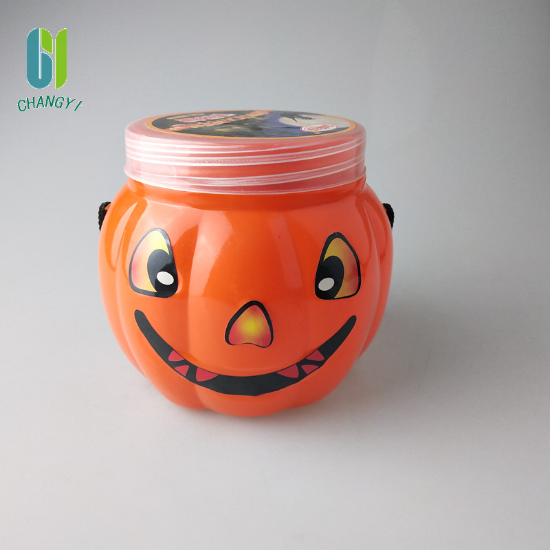 塑料瓶批发糖果饼干罐 食品罐分装糖果蜜饯分装瓶手提卡通南瓜罐