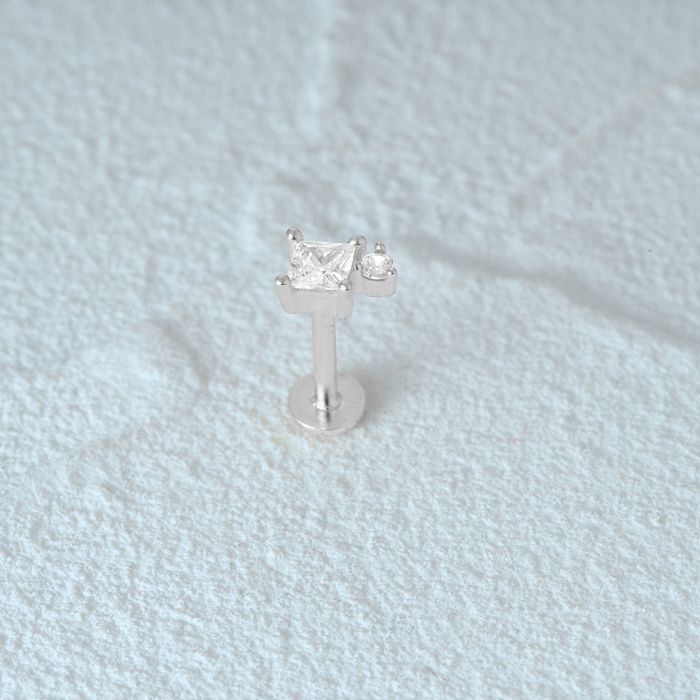 2g Weight Zircon Inlay Material Ear Studs Classification 1 Piece Quantity Daily Occasion 925 Sterling Silver Material Geometric Pattern Women's Gender Plating Design Simple Style Style 1 Piece Ear Cartilage Rings & Studs Simple Style Geometric 925 Sterling Silver Plating Zircon 35