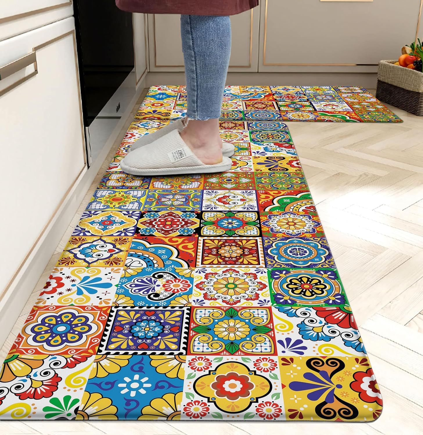 Cross-Border Amazon Creative Abstract Pattern Floor Mats for Home Kitchen Non-Slip Oil-Absorbing and Water-Absorbing Easy-Care Floor Mat Set