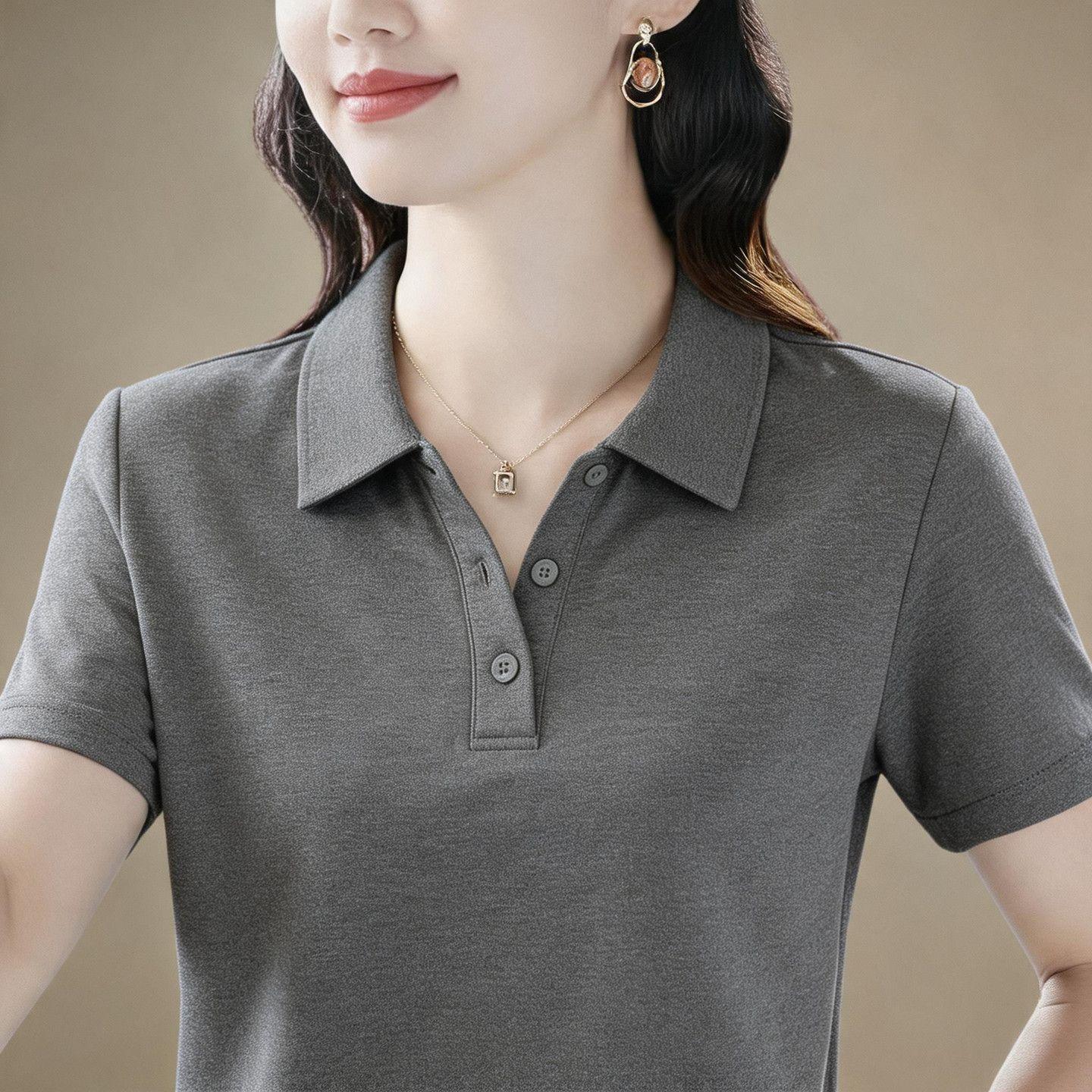Plus Size Polo Shirt, Stylish and Versatile, Short-Sleeve, Summer New Style, Slit Dress, Chic and Slimming Top