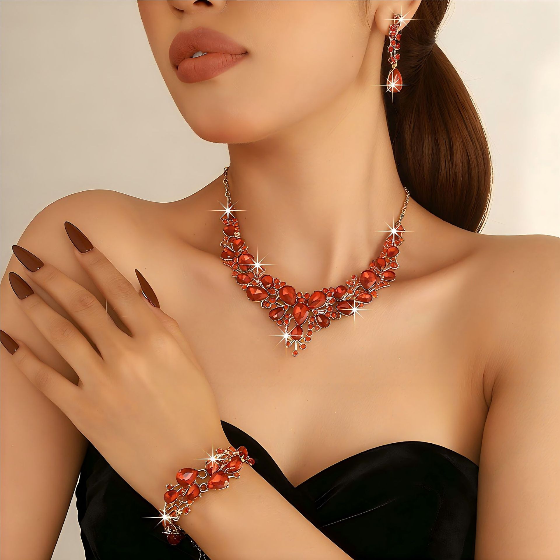 25273 gold red three-piece set