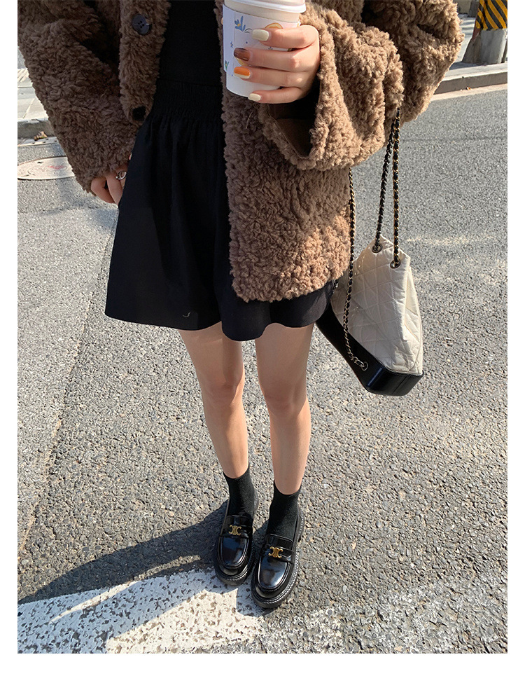 葡萄妈Studiolee英伦风小皮鞋女小金扣圆头一