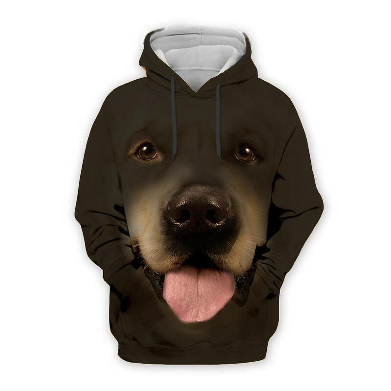 Men's hoodie hooded dog graphic print long sleeve kangaroo pocket designer hoodie khaki casual day