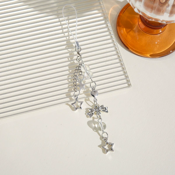Transparent hollow five-pointed star mobile phone rope