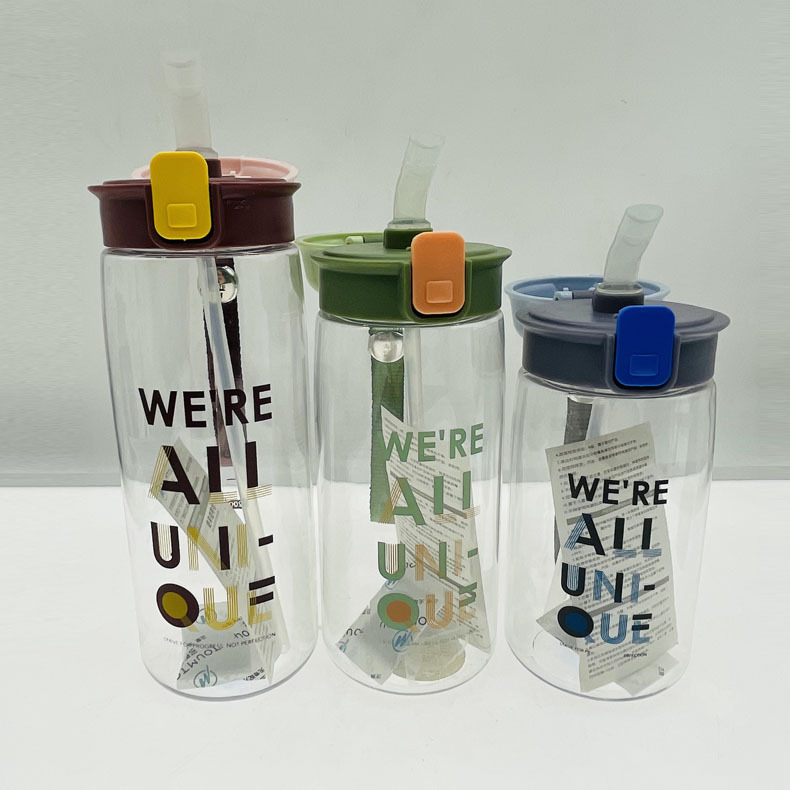 Duomedo deportes de succión taza de paja simple chica taza de agua letras inglesas Comercio exterior portátil práctico taza