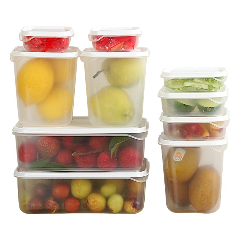 Caja de almacenamiento de grano refrigerador de plástico crisper 10-piece set traje de cocina caja de almacenamiento sellada al por mayor en stock