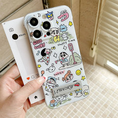 クレヨンしんちゃん iPhone15Pro用スマホケース Apple13 フレームレス16 個性的14P 漫画風保護ケース