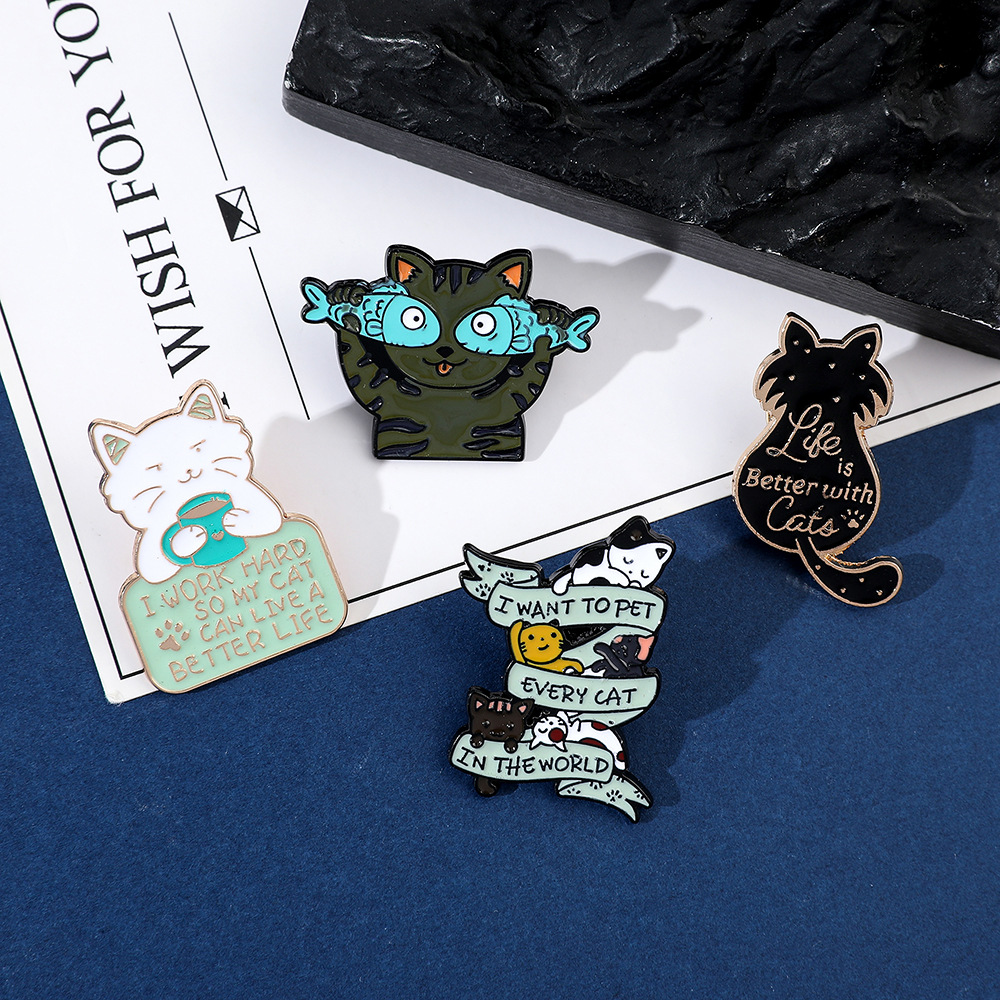 9g Weight Brooches Classification Daily Occasion Alloy Material Letter, Cat, Fish Pattern Unisex Gender Cartoon, Enamel Design Cute Style Cute Pin Letter Cat Fish Alloy Cartoon Enamel Unisex Brooches 27