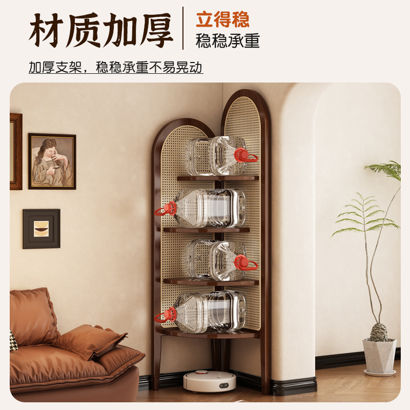 Gabinete de esquina, estante, gabinete de almacenamiento de una pieza contra la pared, sofá de sala de estar, almacenamiento triangular en la pared, gabinete de exhibición de ratán