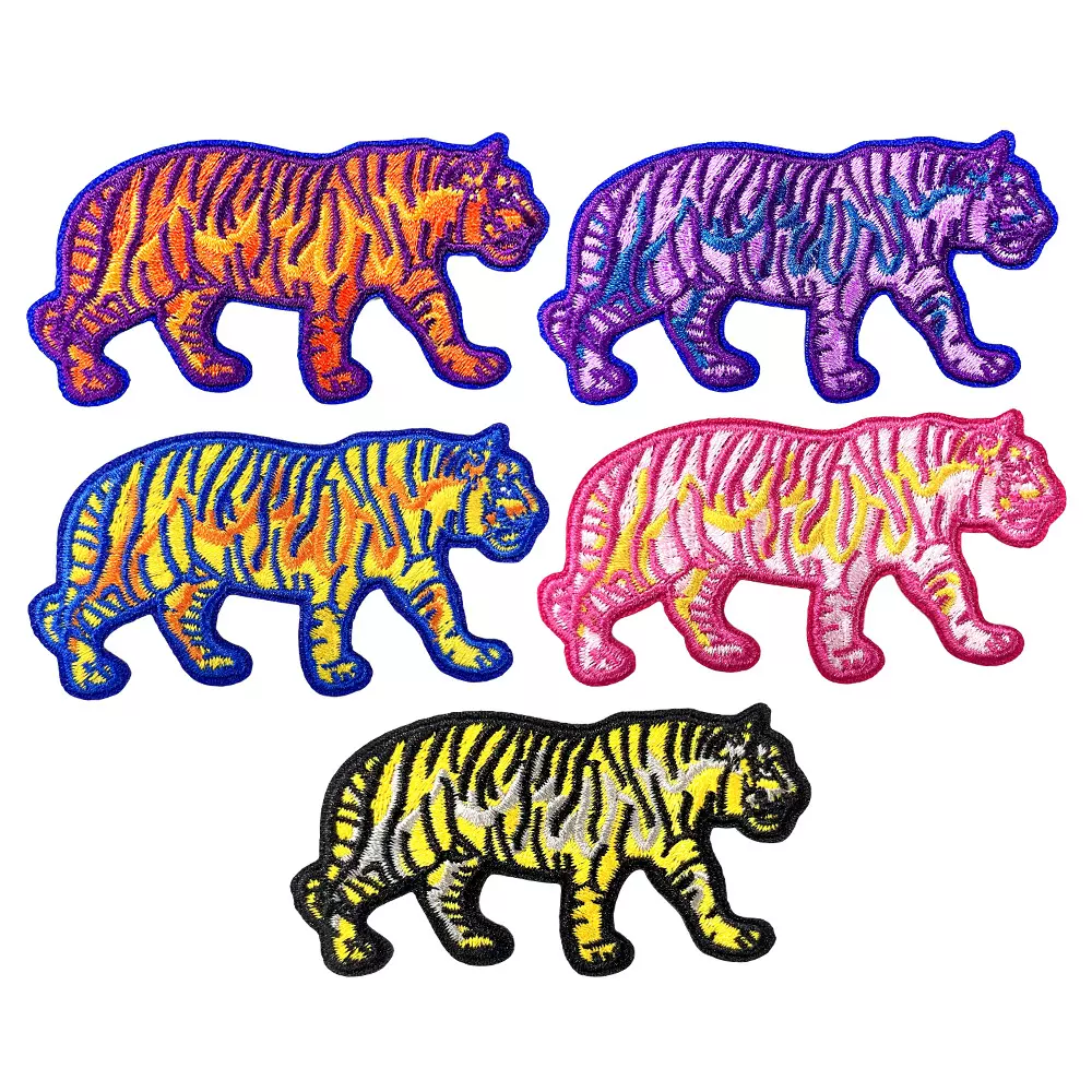 欧美多色老虎刺绣布贴补丁贴绣花章适用于衣服牛仔裤