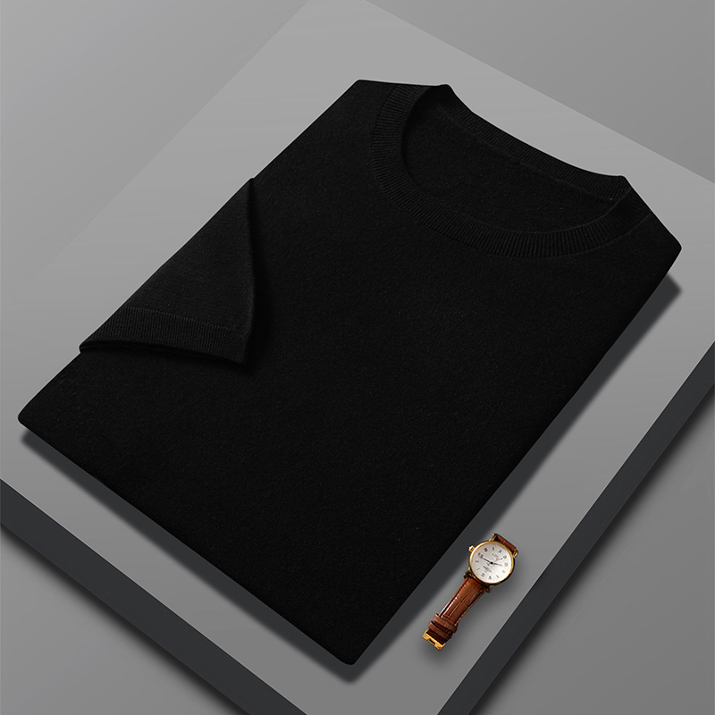 Summer woolen casual base short sleeve T-shirt with a round collar